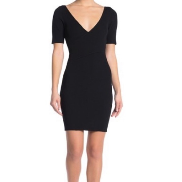 Good American Dresses & Skirts - Good American Ribbed V-Neck Bodycon LBD Dress NWT